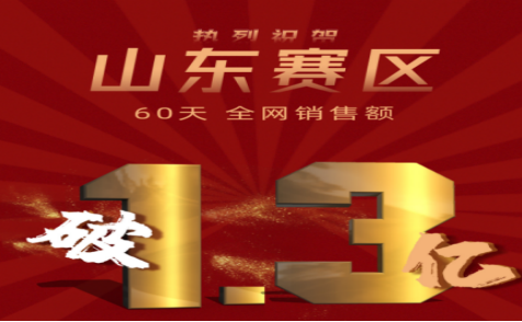 山東賽區(qū)60天全網銷售額破1.3億元